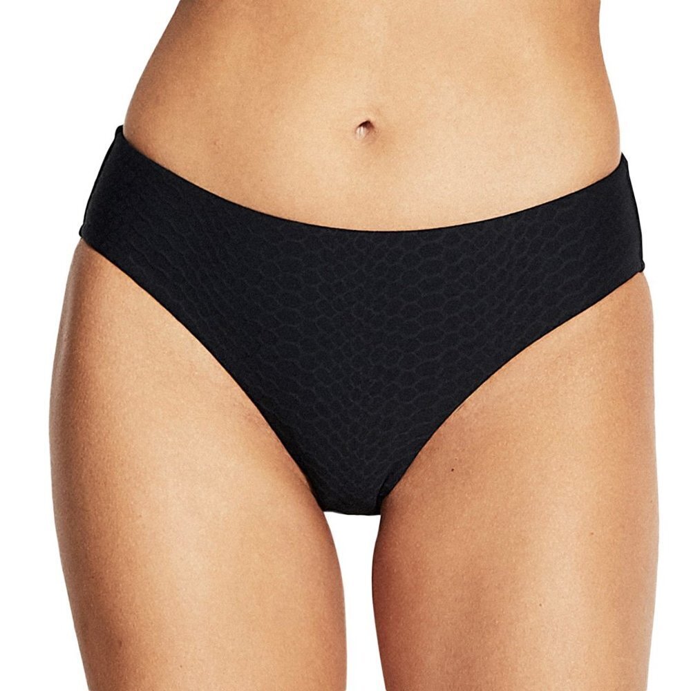 NEW Seafolly Medusa Wide Side Retro Textured Bikini Bottoms in Black Sz. 6